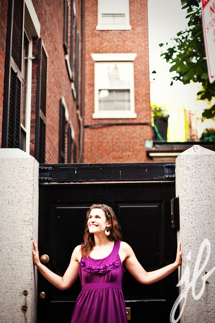 woman posing in a boston alley